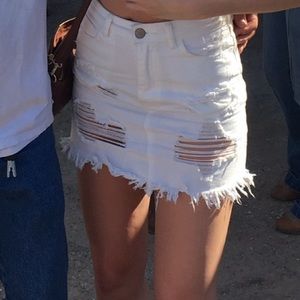 White Jean Mini Skirt